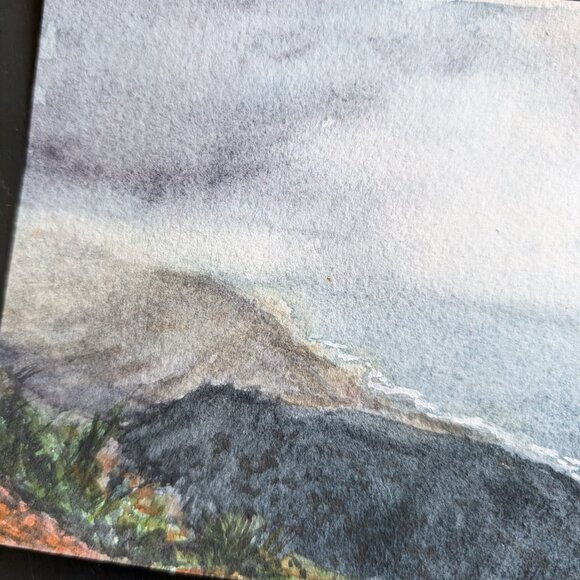 Original Watercolor 5x7" Painting: View from Koko Head Summit Oahu Artwork - Picture 3 of 4